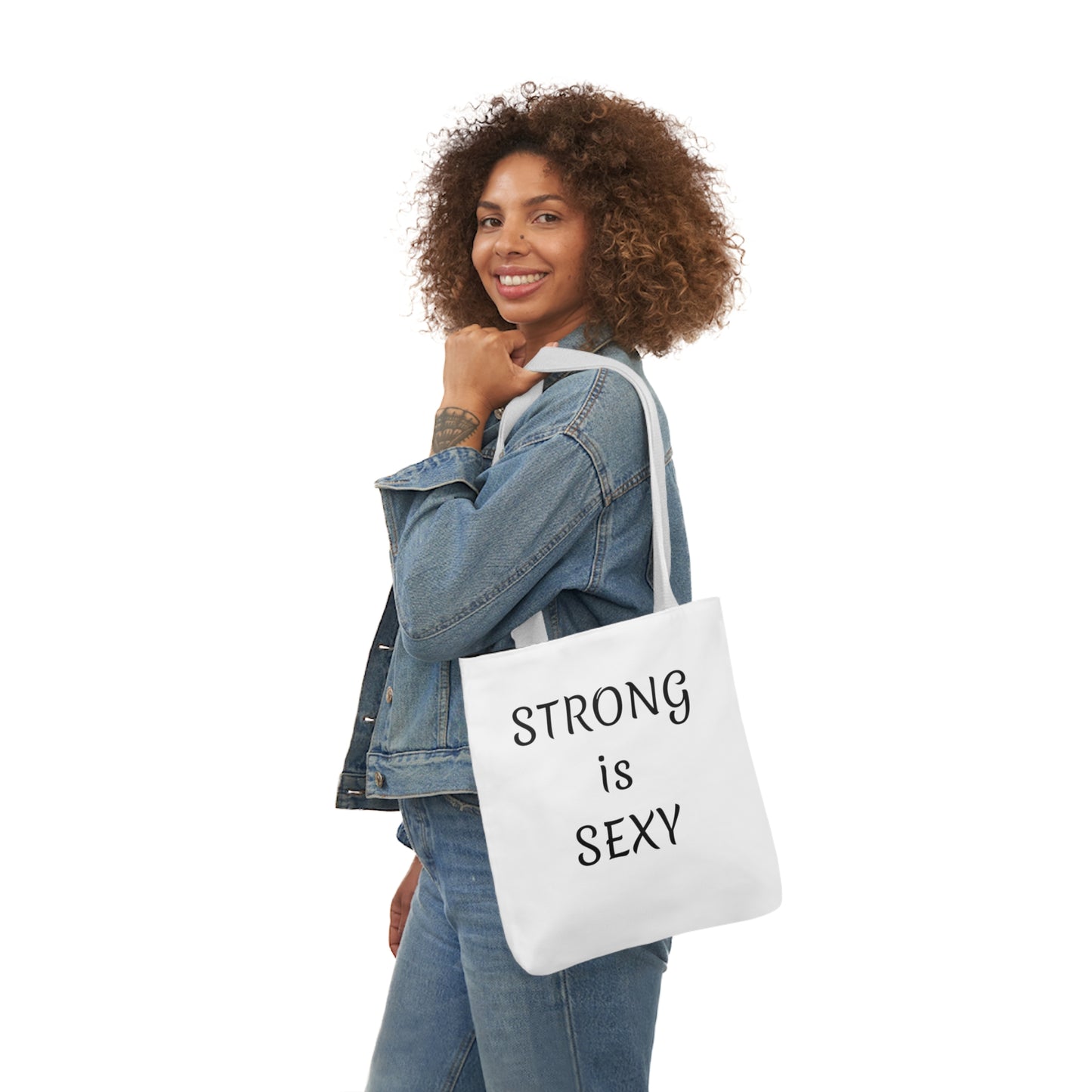 STRONG is SEXY/STRONG is BEAUTIFUL Polyester Canvas Tote Bag (AOP)